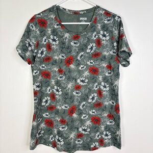 Duluth Trading Floral Print Green T-Shirt Medium